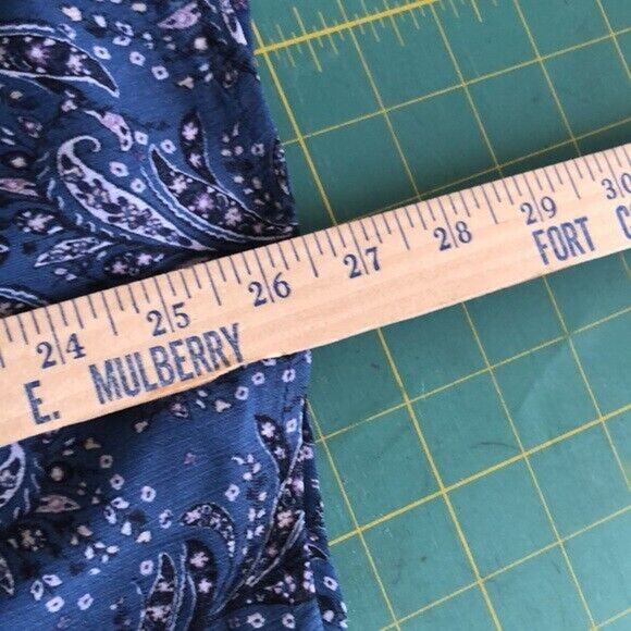 CJ Banks 1X Blue Paisley Lined Sheer 3/4 Sleeve Blouse Ruffle Mesh Cutout - Picture 8 of 8